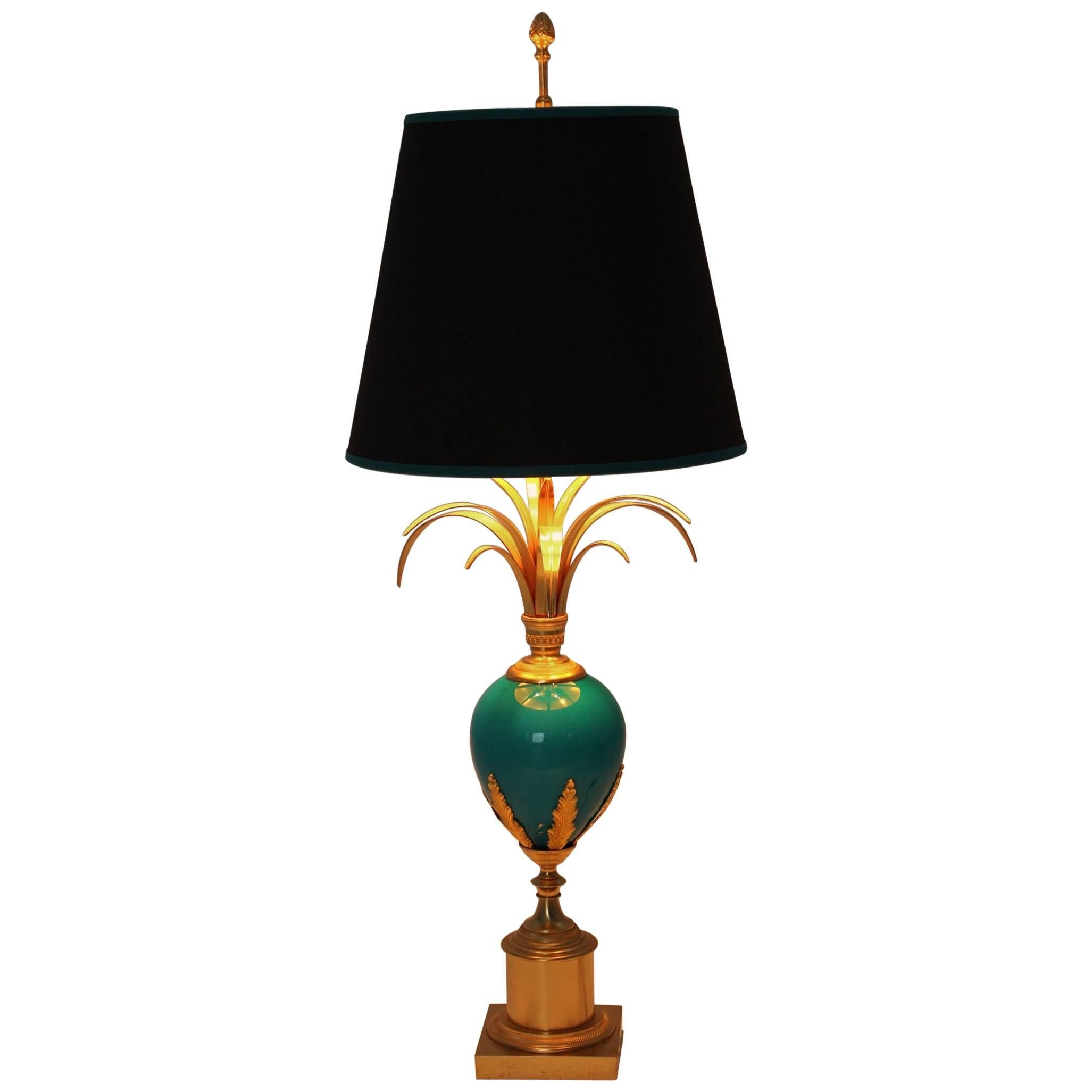 Turquoise Table Lamp in the Style of Maison Charles, France, circa 1970