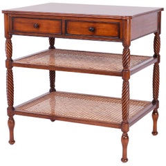 British Colonial Style Two-Tiered Side Table or Console