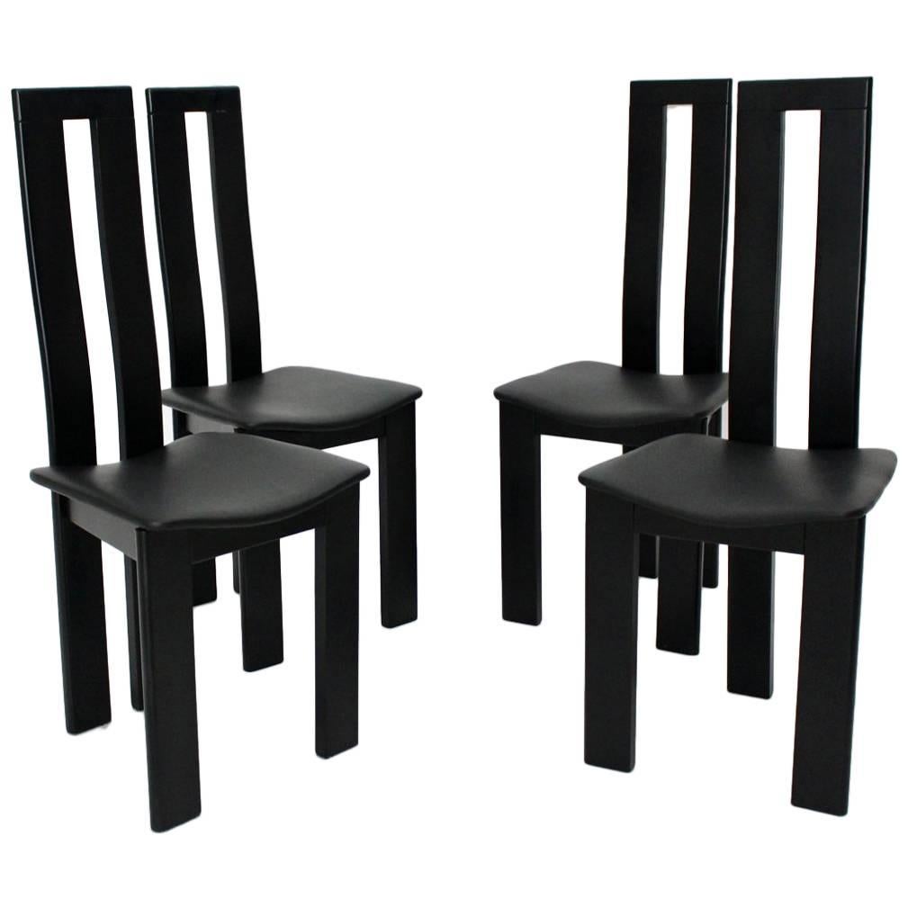 Mid Century Modern Black Vintage Dining Chairs by Pietro Costantini 1970 Italy