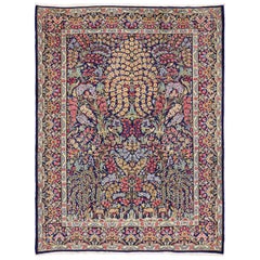 Used Persian Kerman Rug with Garden of Paradise Design, Kirman Rug