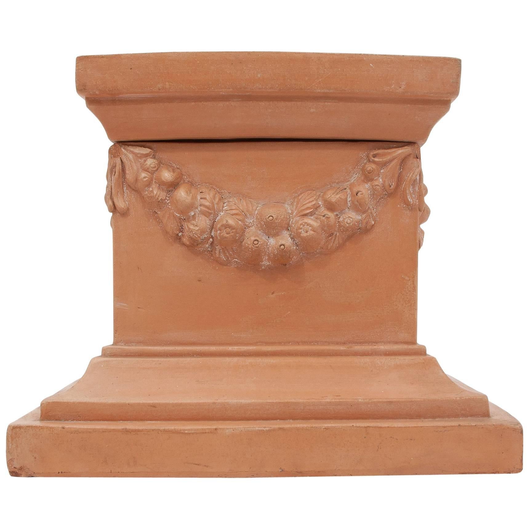 Terracotta Base for Vase or Statue or Lamp from Italy For Sale