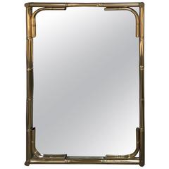 Mirror Faux Bamboo Brass Finished, Italy, 1970s