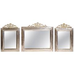 19th Century French Brass and Copper Silvered Set of Three Mirrors 9