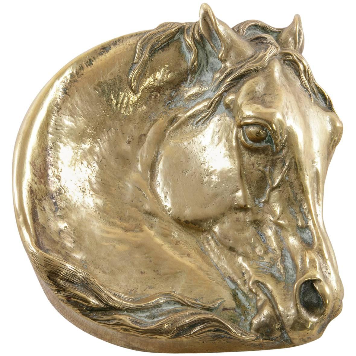 19th Century Bronze Vide Poche or Dish of a Horse's Head Signed by E. Lancere
