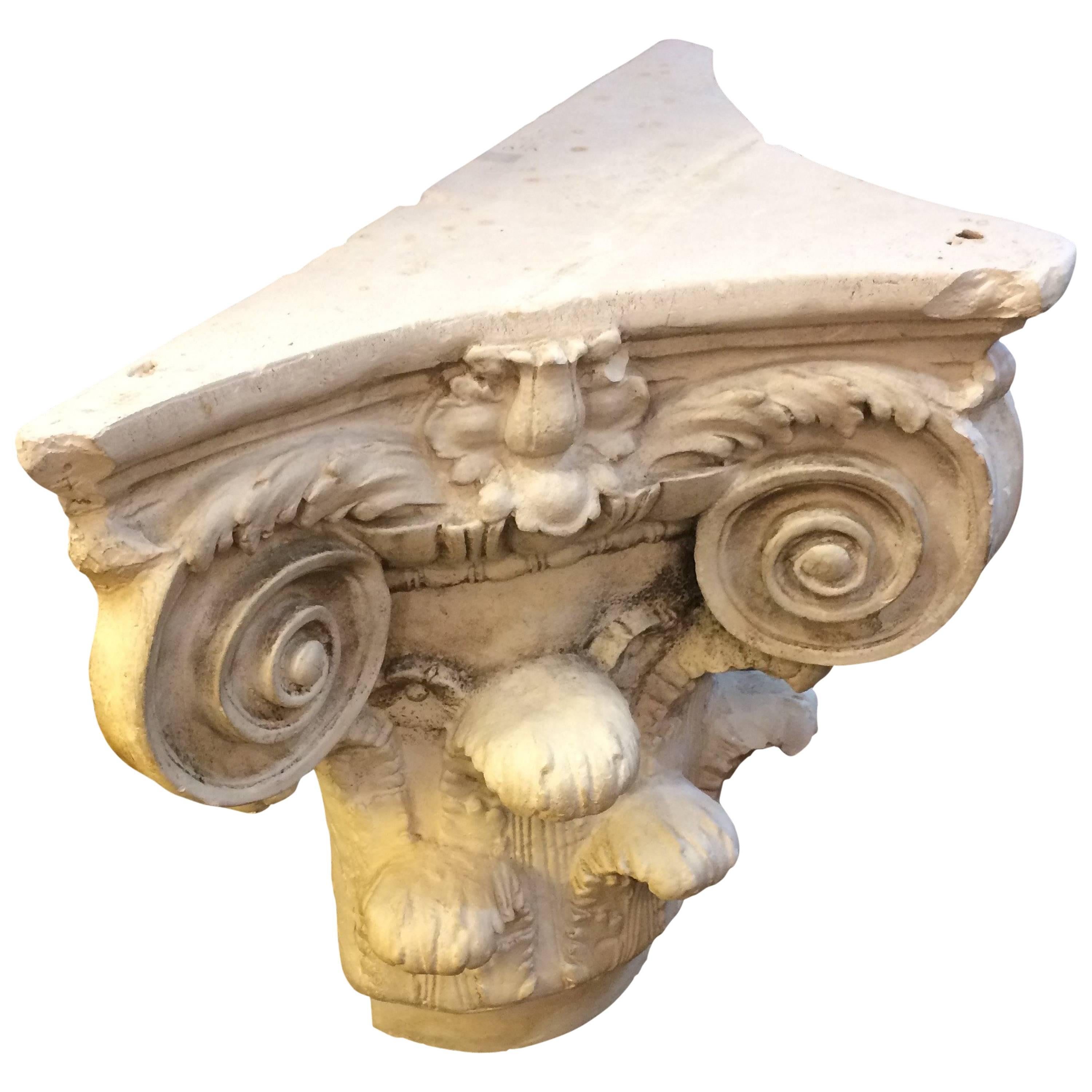 Three Sided Carved Plaster Column Top Table