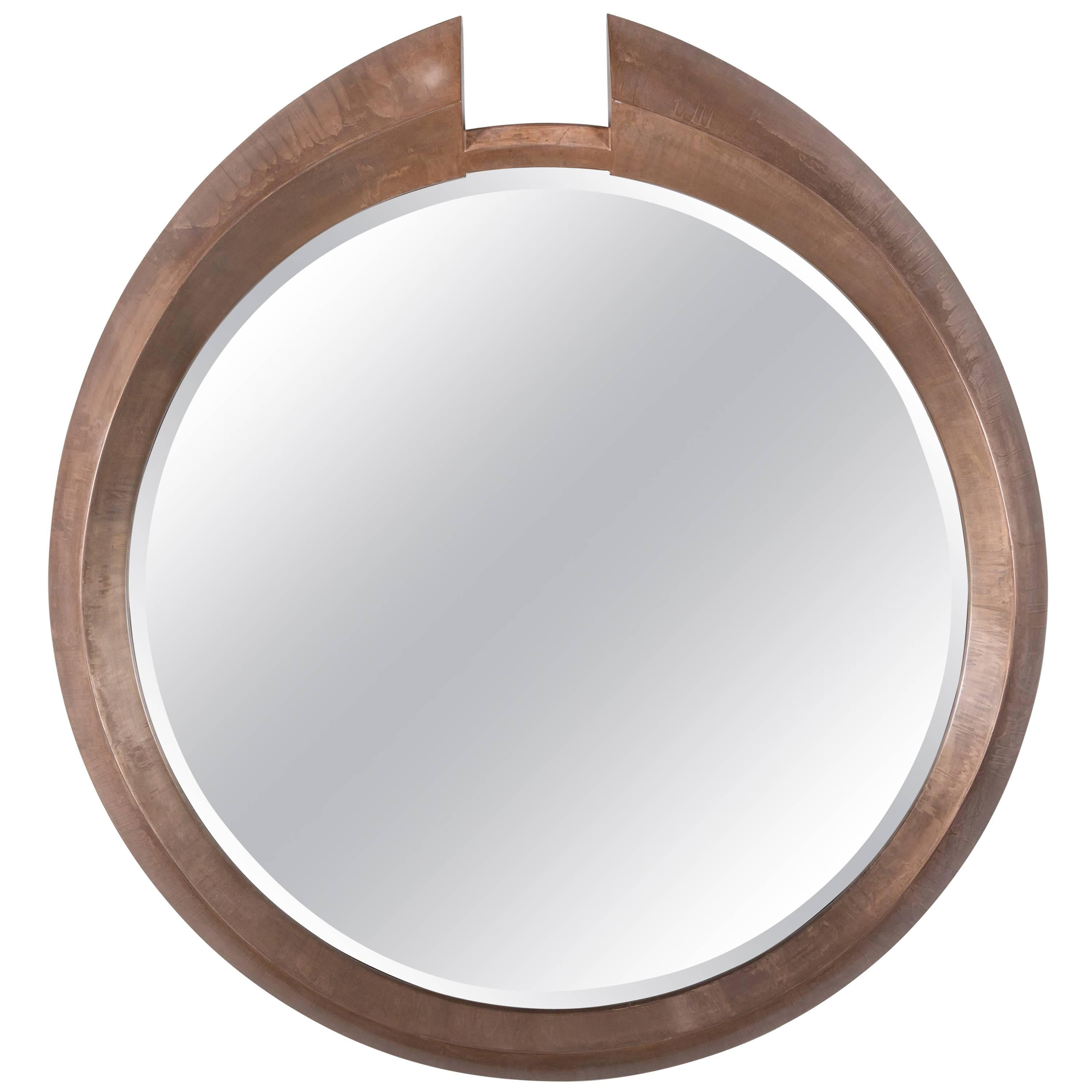 Large Modern Round Arpels Wall Mirror For Sale