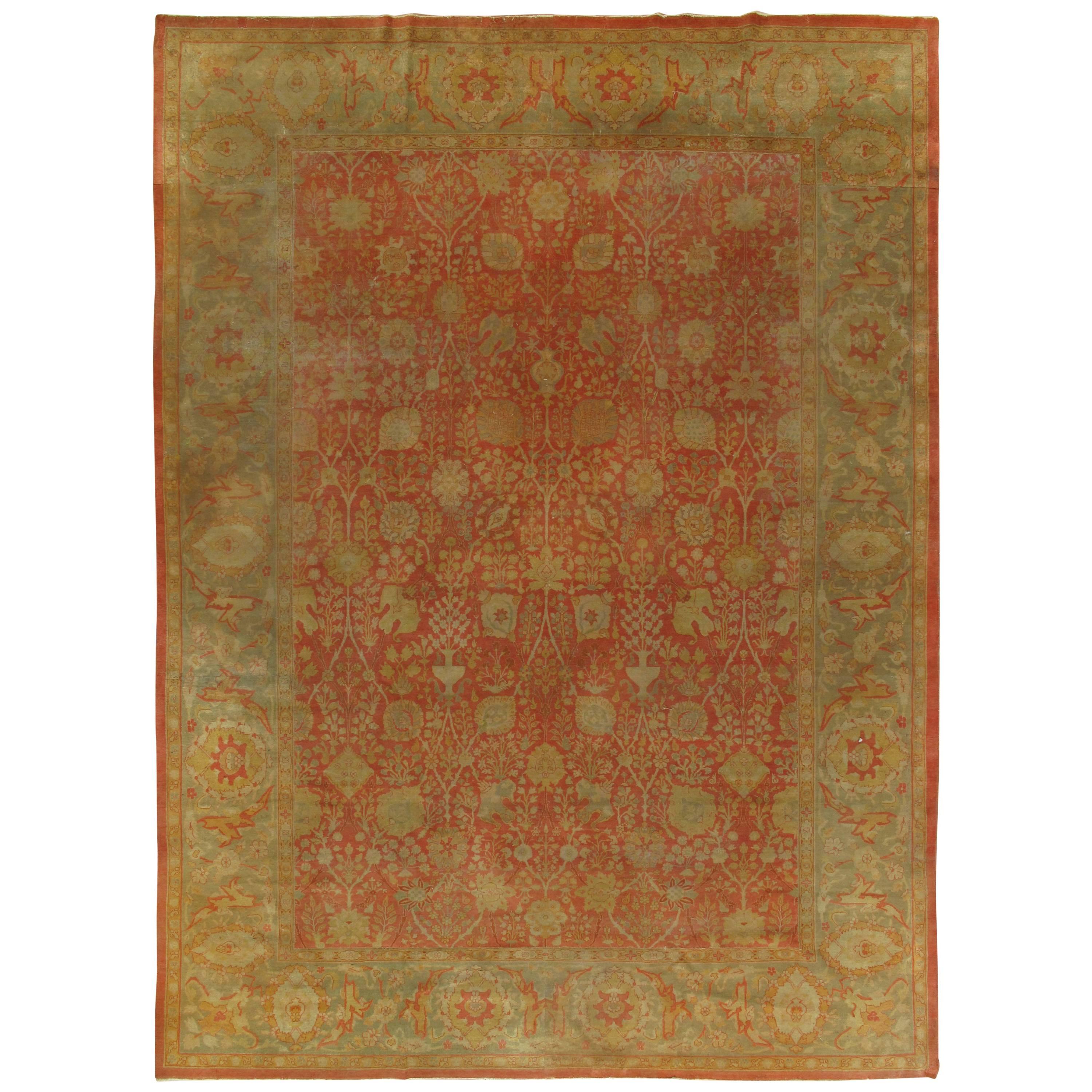 Extremely Fine Antique Sivas Handmade Carpet, Red and Green, All-over Design