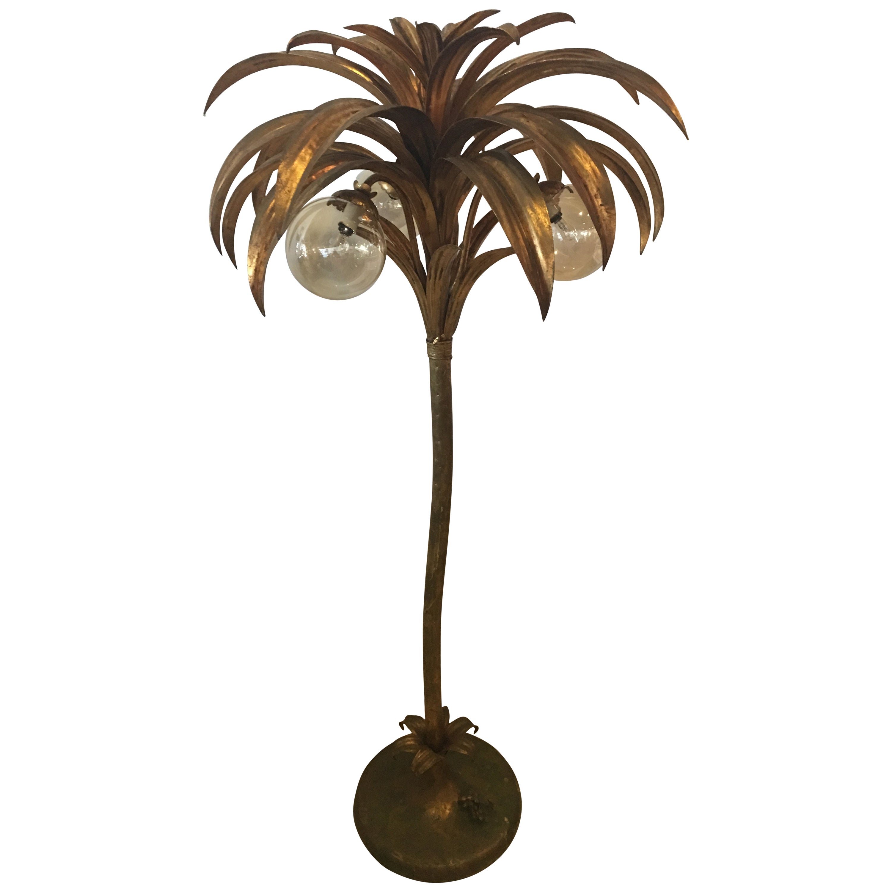 Palm Tree Floor Lamp Light Brass Gold Vintage Italian Brass Palm Tree