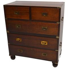 Antique Victorian Mahogany Campaign Chest of Drawers