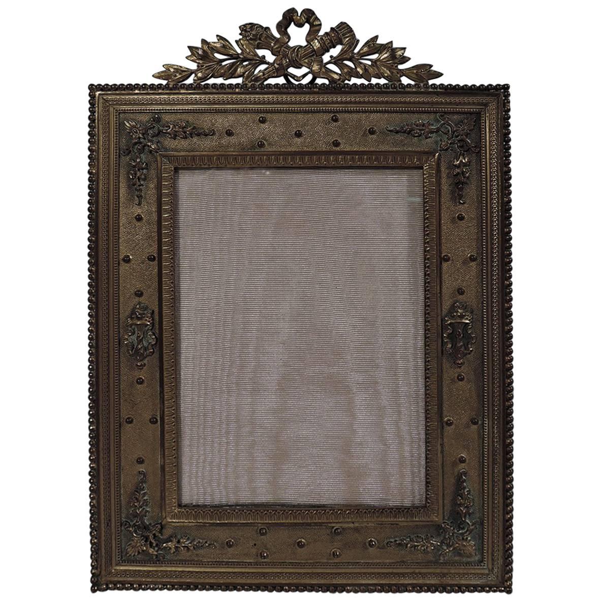 Antique French Rococo Revival Gilt Bronze Picture Frame