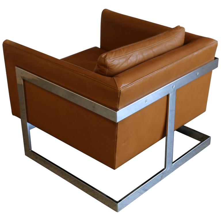 Original Leather "Cube" Chair by Milo Baughman at 1stdibs