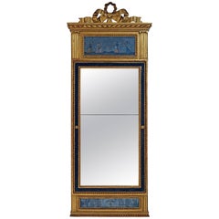 Miroir d'embarcadère en bois doré et églomisé de style néoclassique français