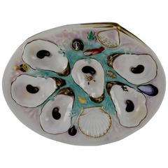 United Porcelain Works Clam Shaped Turquoise Ground Oyster Plate