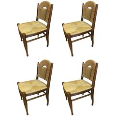 J.E.Ruhlmann Rare Set of Four Chairs Model "Rendez-vous des pêcheurs de truite"