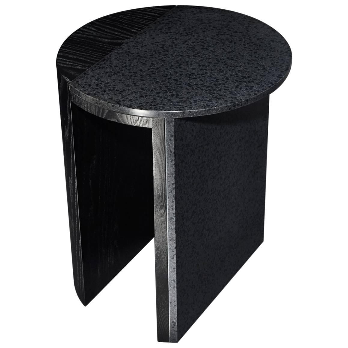 Gibbous Black Lava Side Table by Robert Sukrachand, Made in USA For Sale