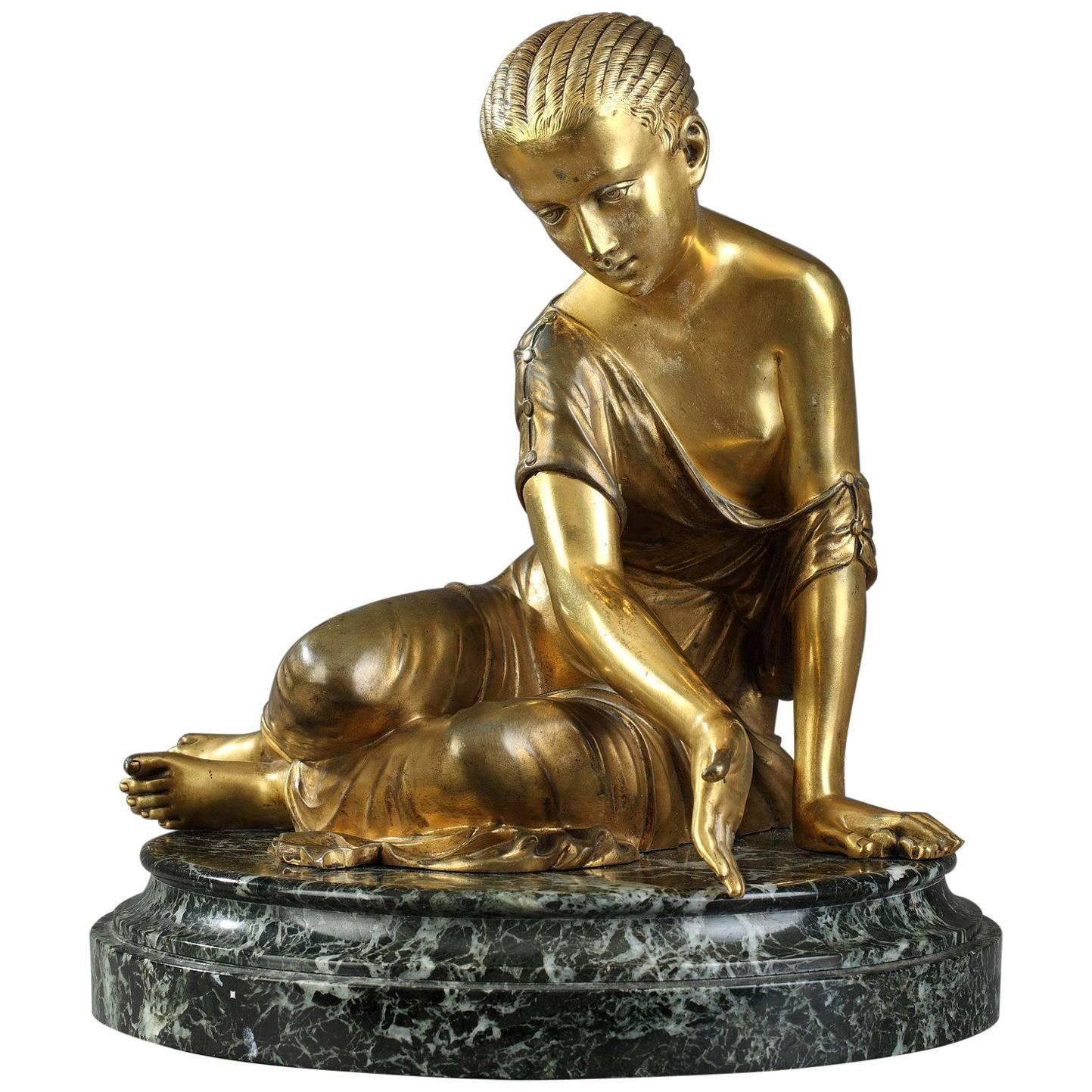 Late 19th Century Bronze Statue "Girl Playing Knucklebones" after the Antique
