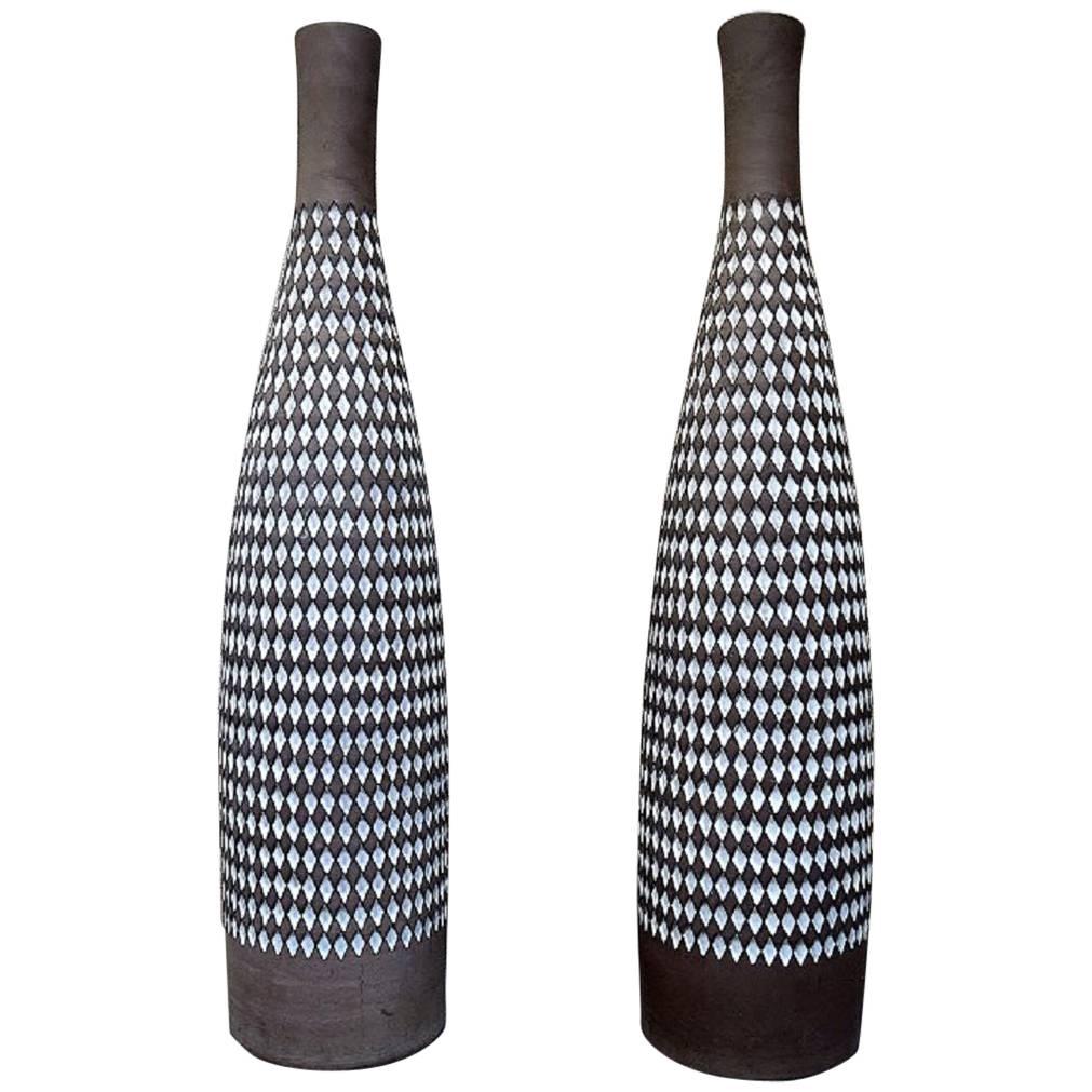 Ingrid Atterberg for Upsala-Ekeby a Pair of Huge "Pepita" Ceramic Floor Vases