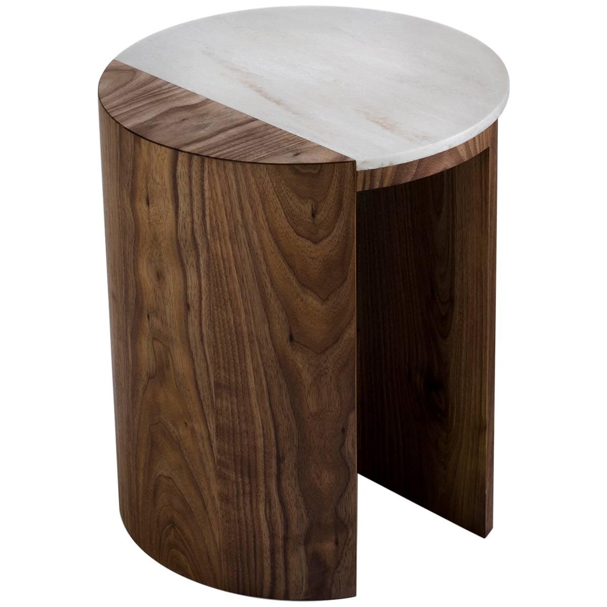 Contemporary Gibbous Side Table in  atural Oiled Walnut with Witch Hazel Corian For Sale