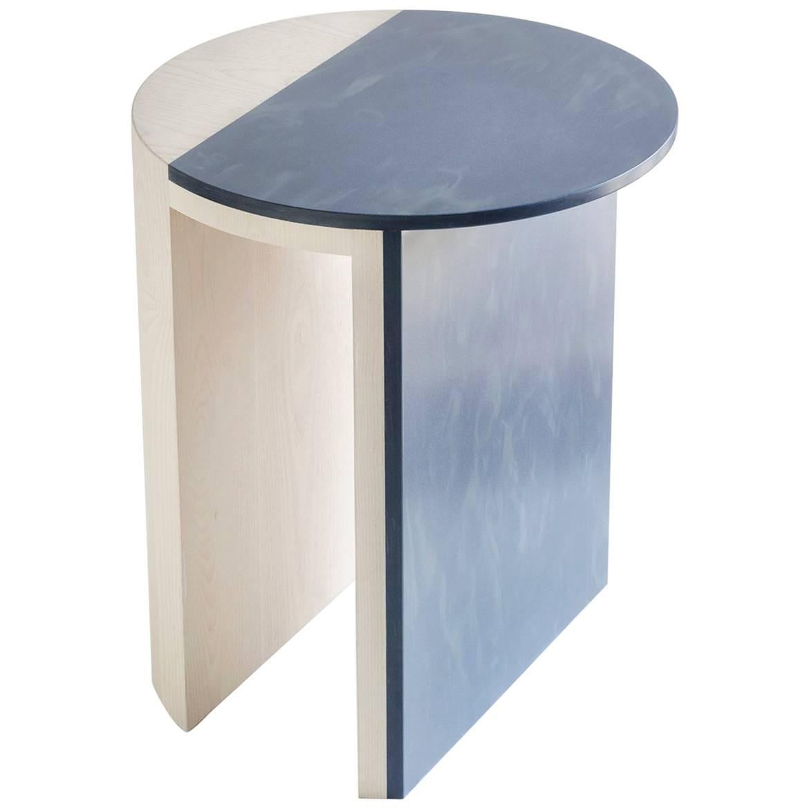 Gibbous Blue and White Side Table by Robert Sukrachand, Made in USA For Sale