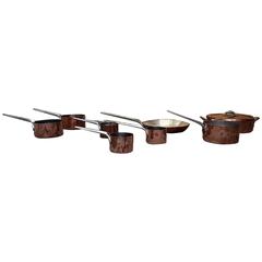 Retro Henning Koppel for Georg Jensen "Taverna" Eight Pots and Pan in Copper