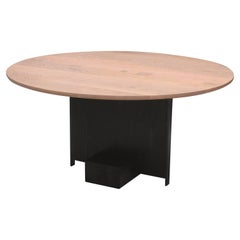 Jupiter, Handmade Contemporary Solid Wood and Metal Round Dining Table