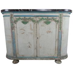 Antique French Painted Louis XV Style Cabinet with Marble Top