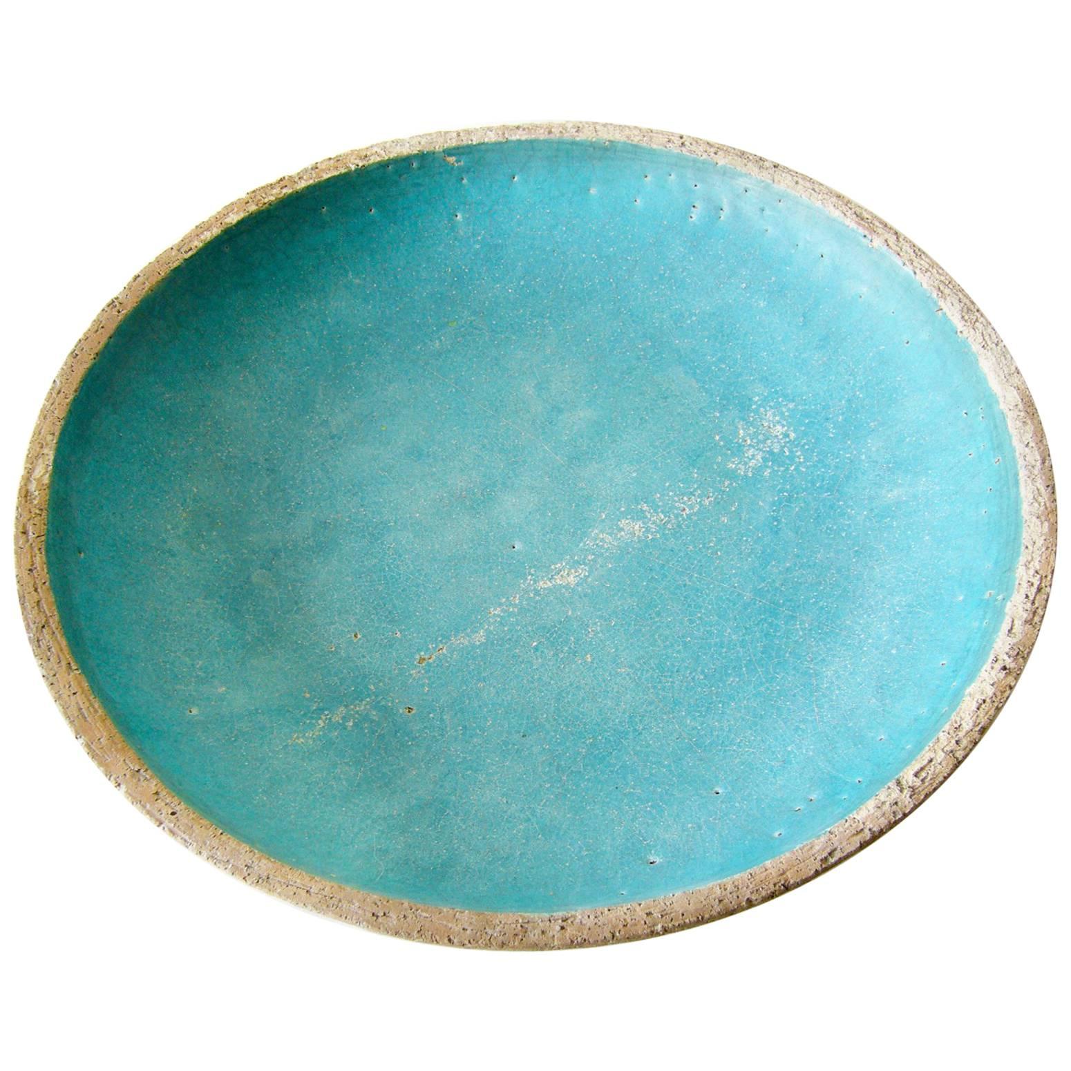 Barbara Willis Turquoise Blue Glazed Stoneware Open Bowl Charger