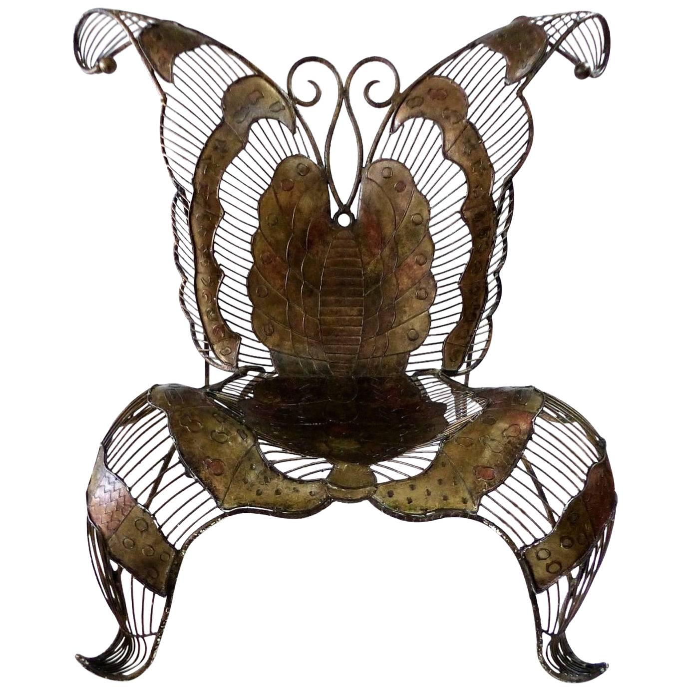 Monumental Artist Sculpted Iron Butterfly Chair