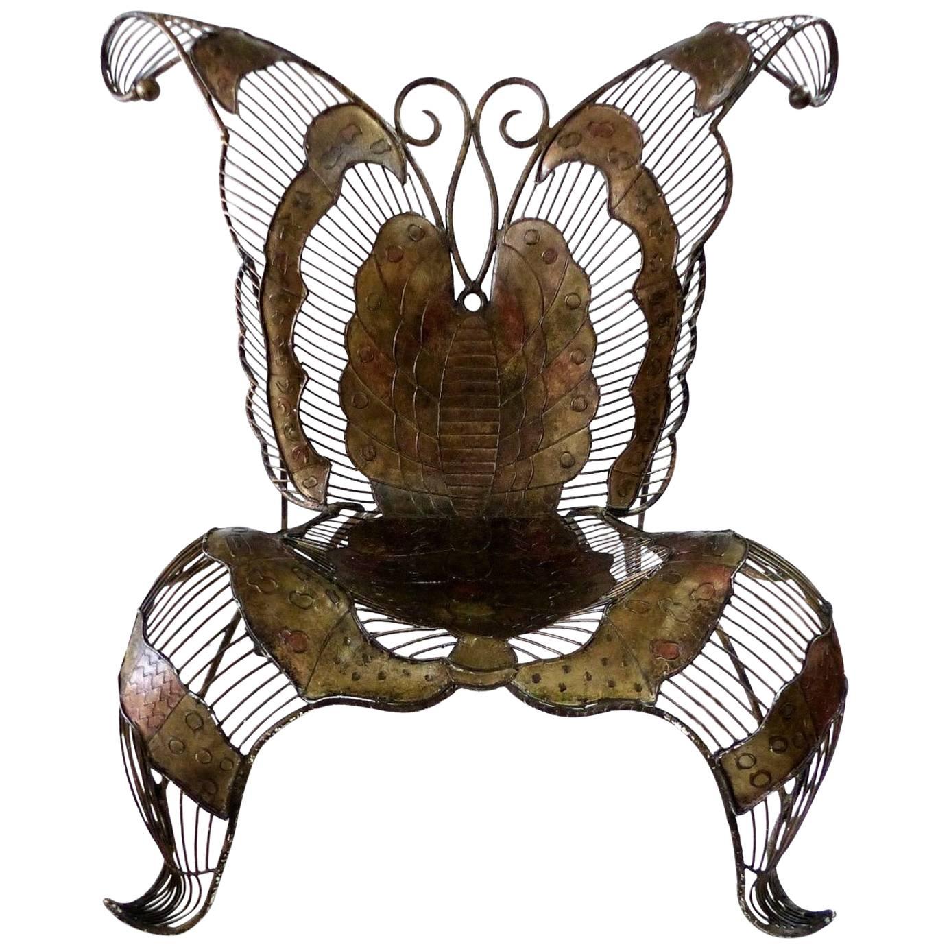 Monumental Artist Sculpted Iron Butterfly Chair For Sale at 1stDibs