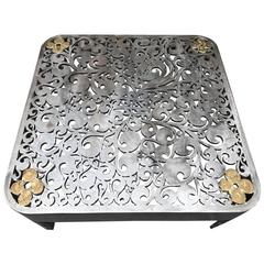Signed Brutalist Cut Steel Coffee Table 7