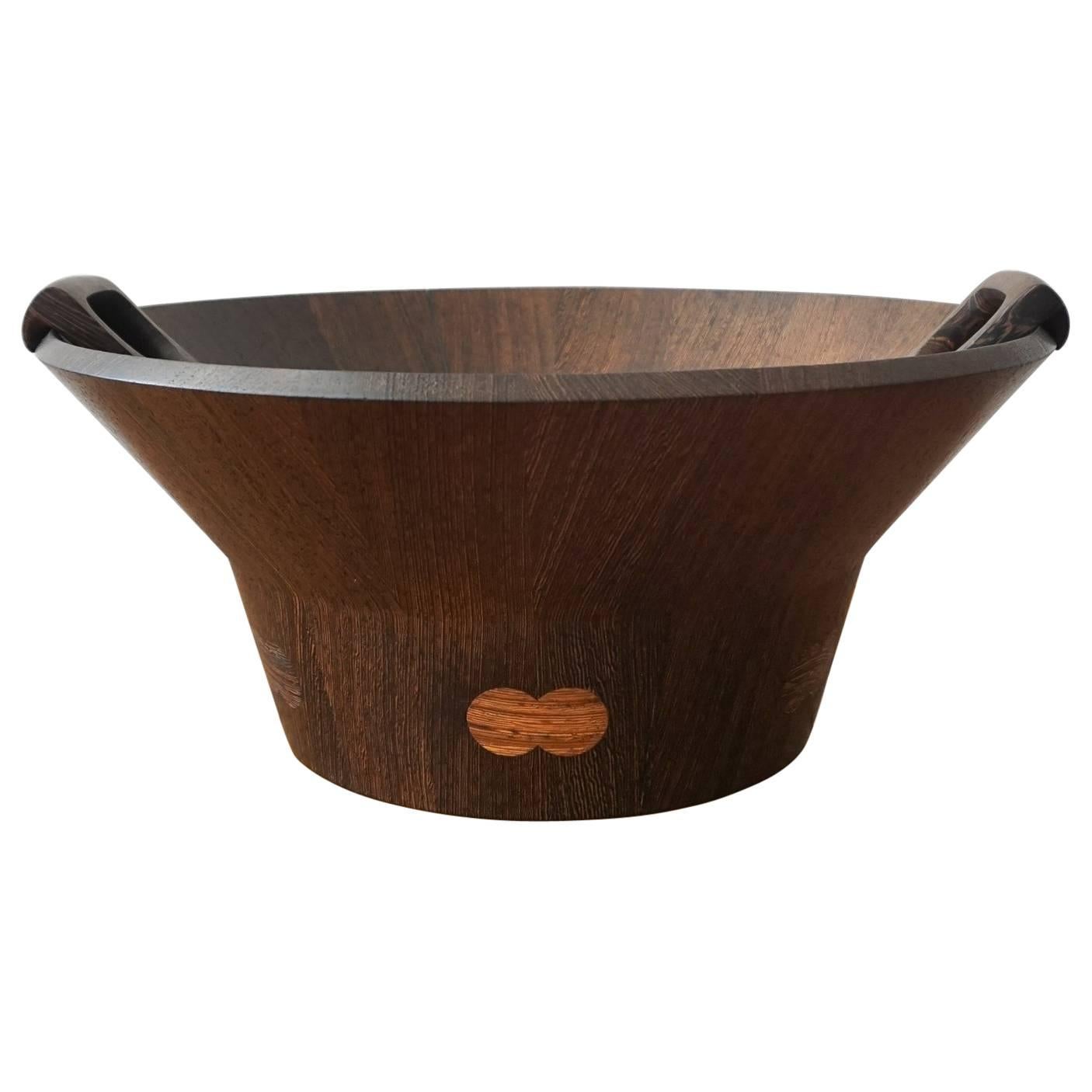 Wenge Dansk Rare Woods Bowl and Tongs by Jens Quistgaard For Sale