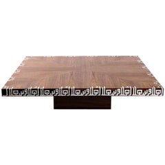 Calligraphy Low Coffee Table, Walnut Coffee Table with Mother-of-Pearl Inlay