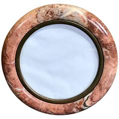 Vintage French Modern Porthole Marble and Bronze Frame