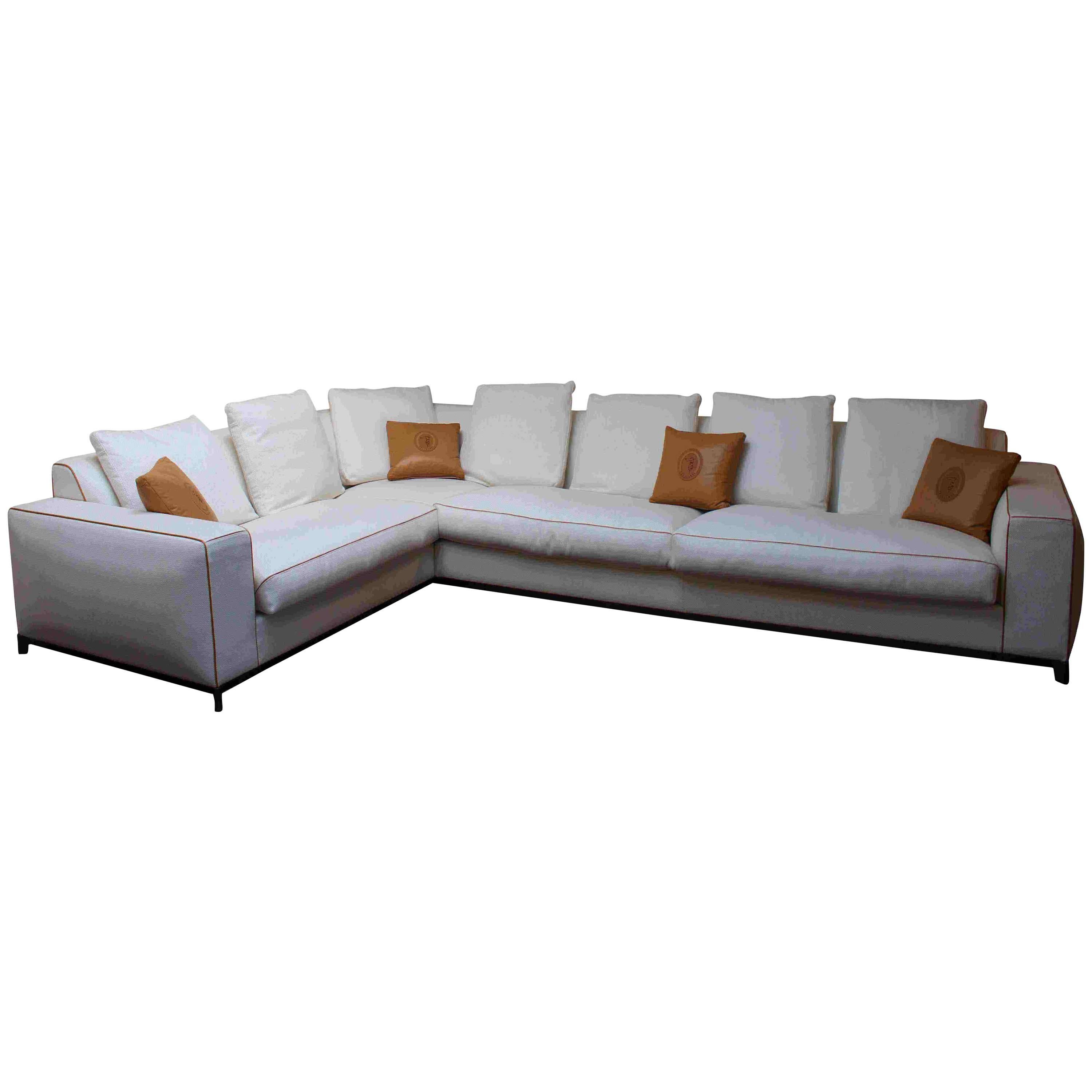 Sofa Italy by Trussardi Casa in White Fabric