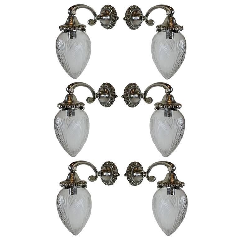 Set of Six Silver Wall Sconces