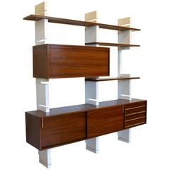 Amma Bookcase Interchangeable Elements Lacquered wood Rosewood Veneer Brass