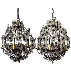 Pair of Italian Flower Ball Chandeliers