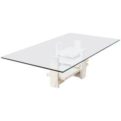 1970s Willy Ballez Brutalist Sculptural Coffee Table in Travertine Belgium 3