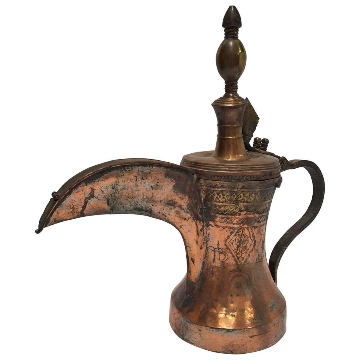 19th Century Middle Eastern Oversized Arabic Copper Coffee Pot