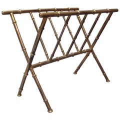 Brass 'Bamboo' Magazine Rack in the Style of Jacques Adnet, 1950s 8