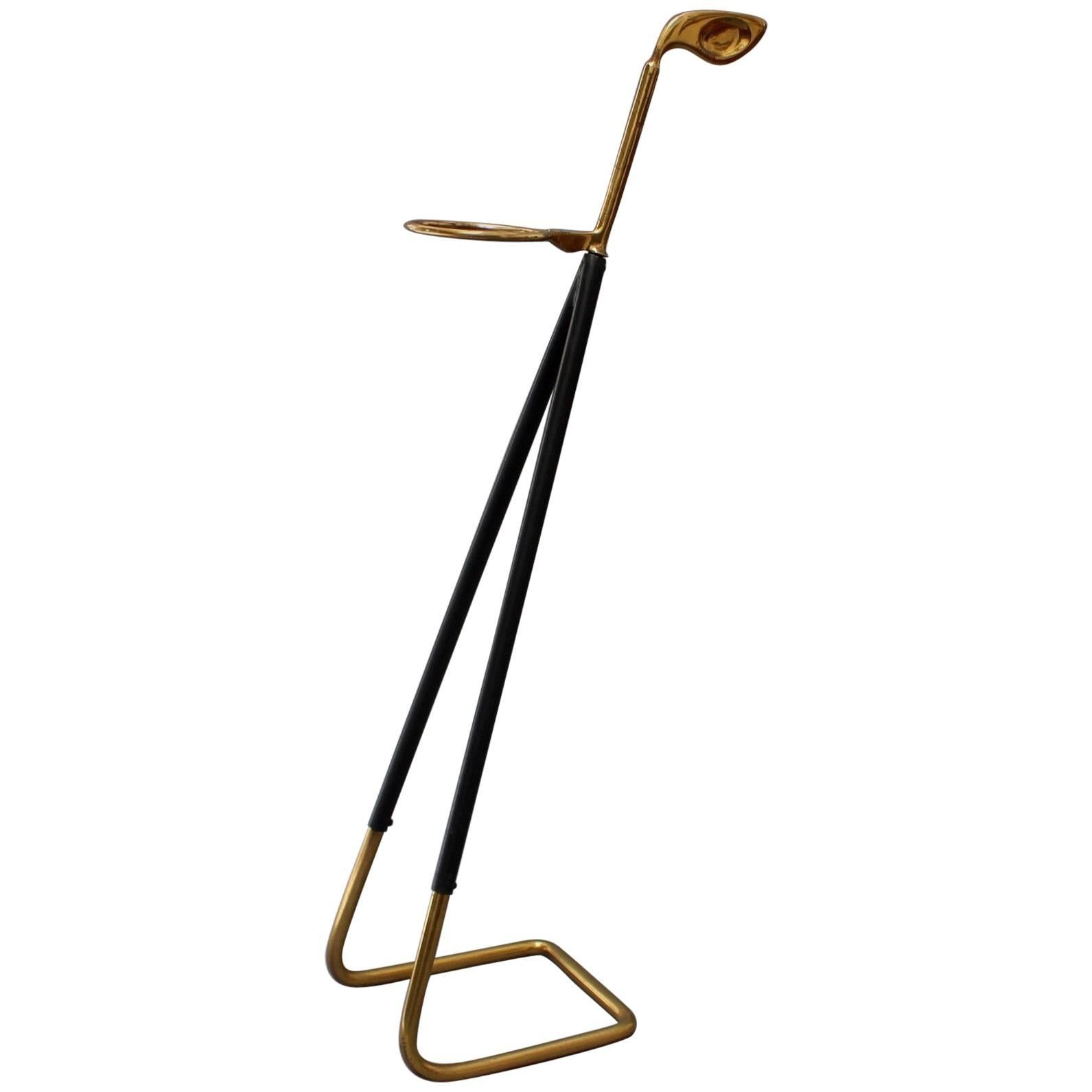Mid-century Brass Golf Club-Shaped Walking Stick Stand, circa 1950s For Sale