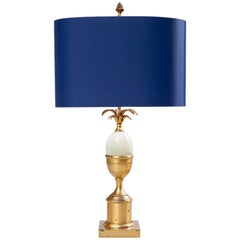 20th Century French Table Lamp 1960s Made of Brass and Yellow Onyx