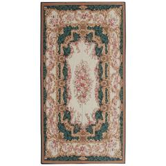 Vintage Large French Aubusson Needlepoint Wool Rug, Floral, circa 1950