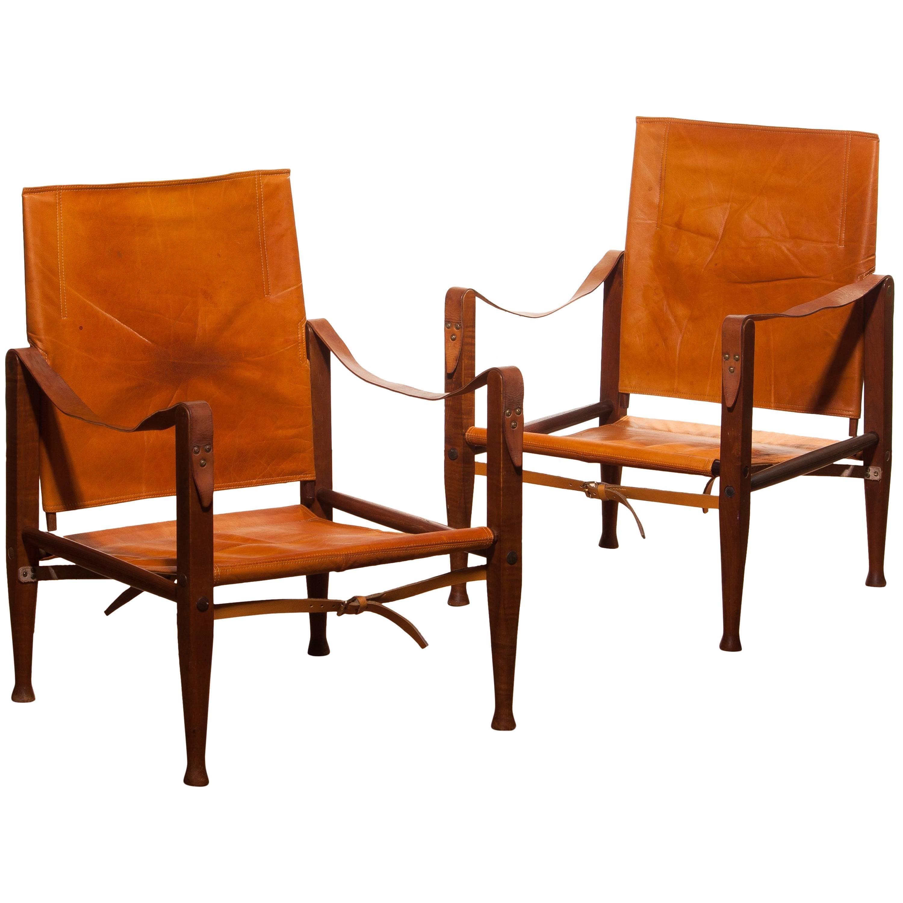 1930s, a Pair of Kaare Klint Safari Chairs for Rud, Rasmussen