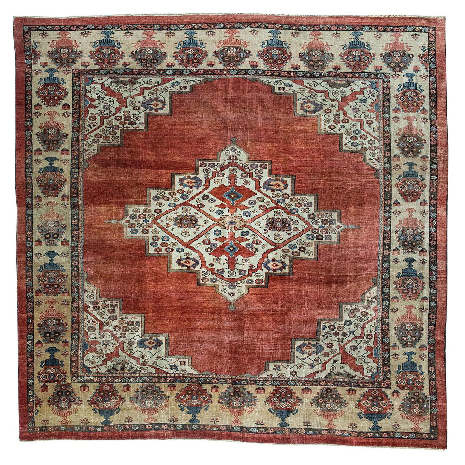  Square Antique Oriental Rug from Private Collection For Sale