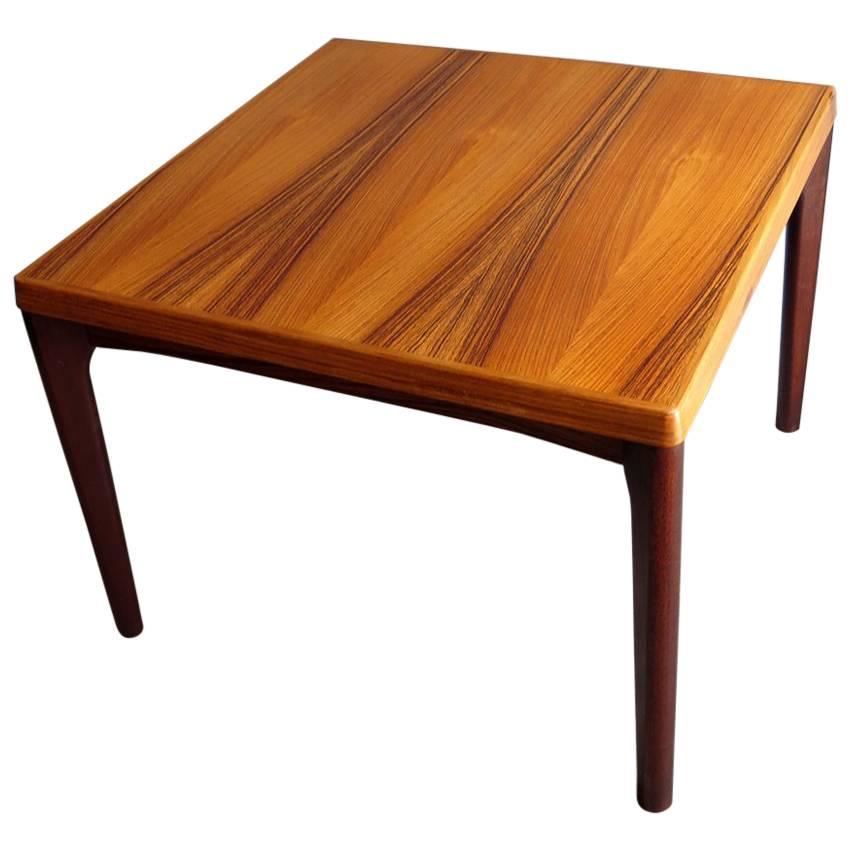 Danish Square Palisander Side or Centre Table with Beautiful Grain For Sale