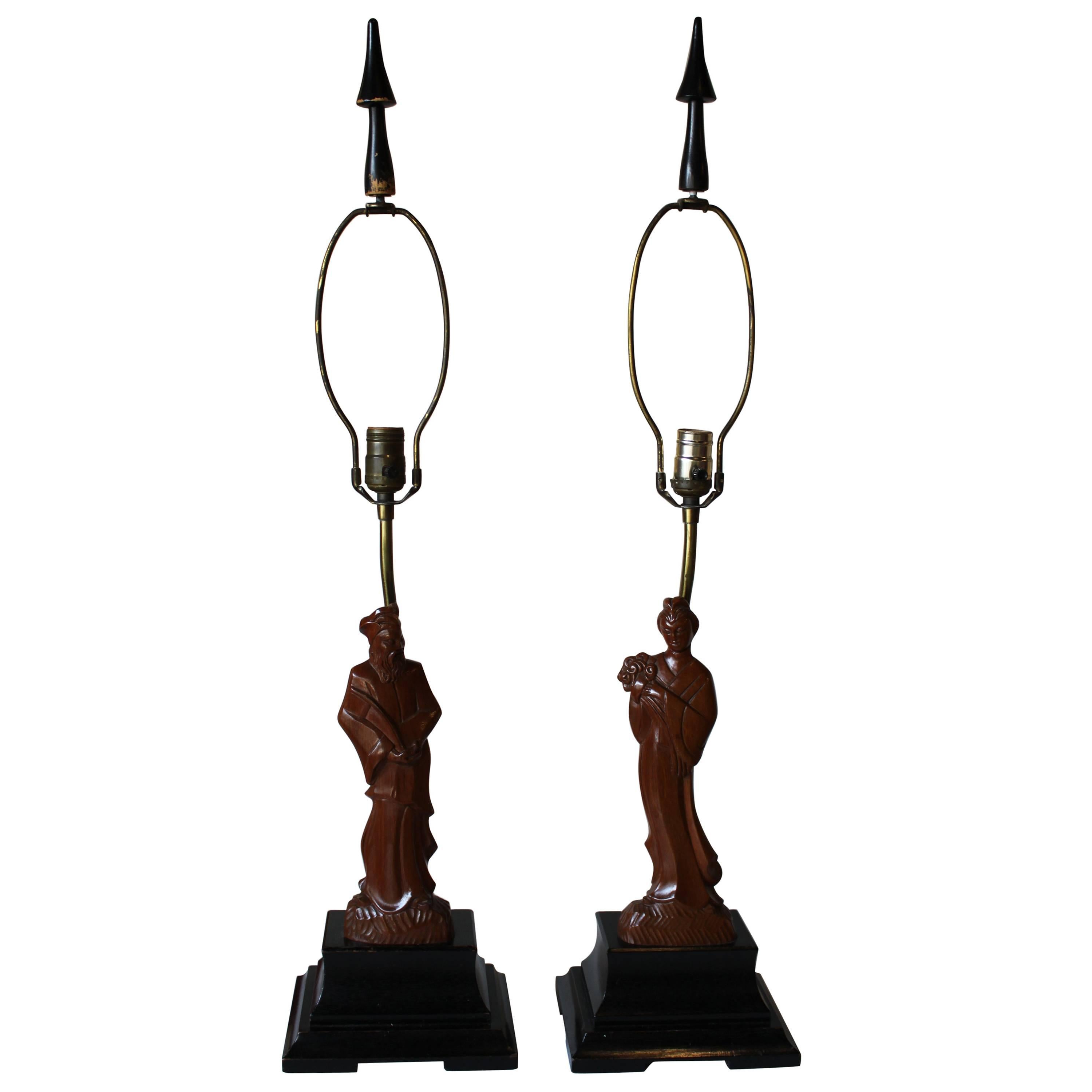 Pair of Yasha Heifetz Chinoiserie Lamps For Sale