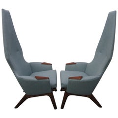 Paire spectaculaire de chaises Adrian Pearsall à haut dossier, mi-siècle moderne danois