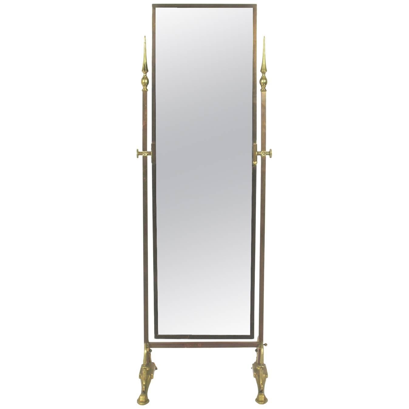 Elegant Brass Cheval Dressing Mirror