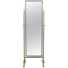 Vintage Elegant Brass Cheval Dressing Mirror